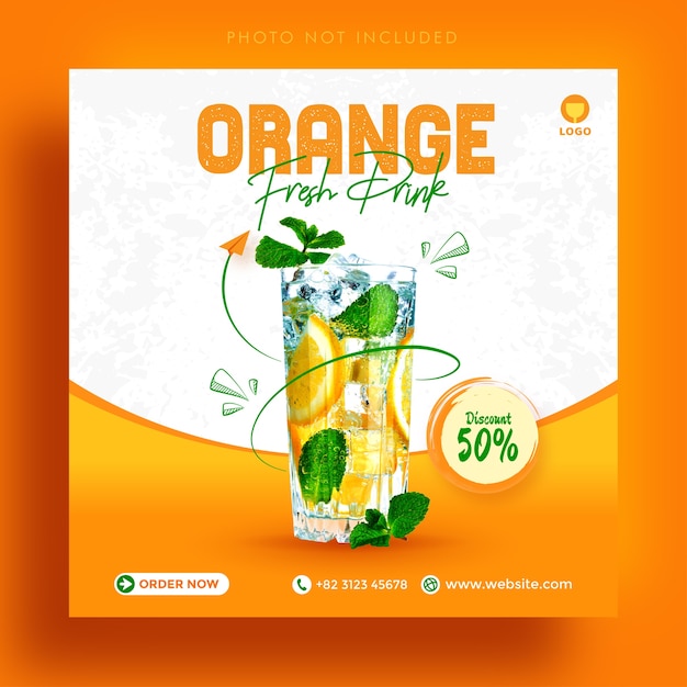 Vector orange fruit fresh drink promotion social media instagram post advertising banner template