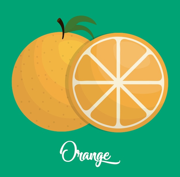 orange fruit icon over green background