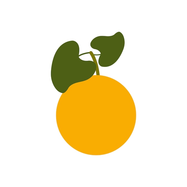 Orange fruit icon with leaf healthy lifestyle vector drawing design illustration