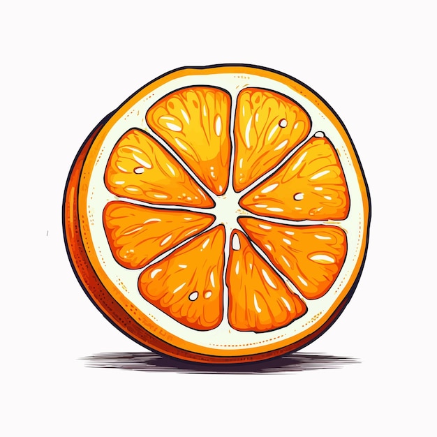 Vettore concetto di illustrazione di arte del fumetto di logo di frutta arancione carino cibo vegano