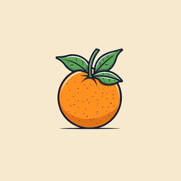 Vettore logo frutta arancione disegno d'arte illustrazione concetto cibo vegano carino