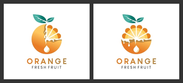 Disegno del logo della frutta arancione con il concetto di colore pastello illustrazione vettoriale del logo di cibi e bevande