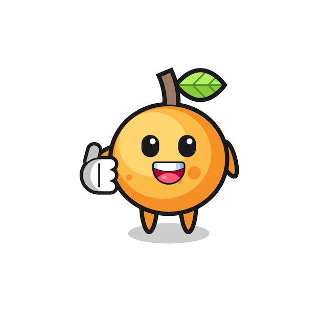 Orange fruit mascot doing thumbs up gesture cute design