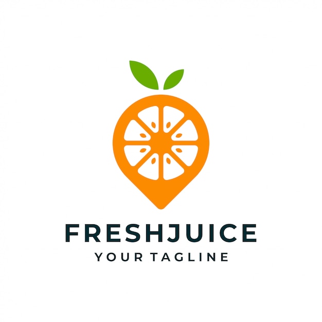 Logo e icona spilla di frutta arancione.