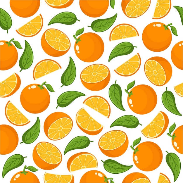 Vector orange fruit seamless pattern background illustration