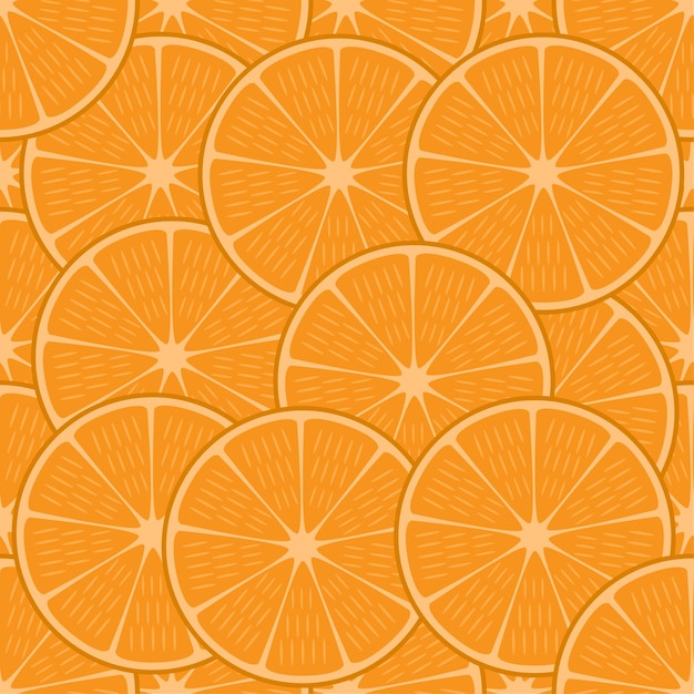 Вектор Ломтик апельсина бесшовный узор для обоев, текстиля, бумаги, ткани, веб-баннер, печать карт