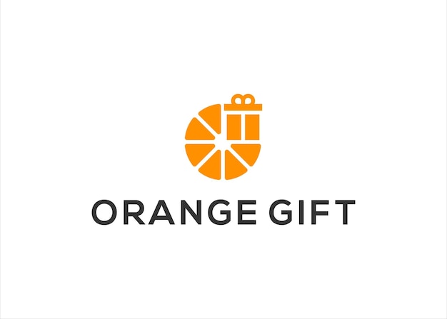 orange fruit with gift logo design vector