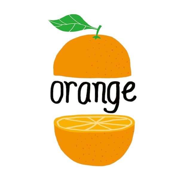 Orange fruit with leaf and slice