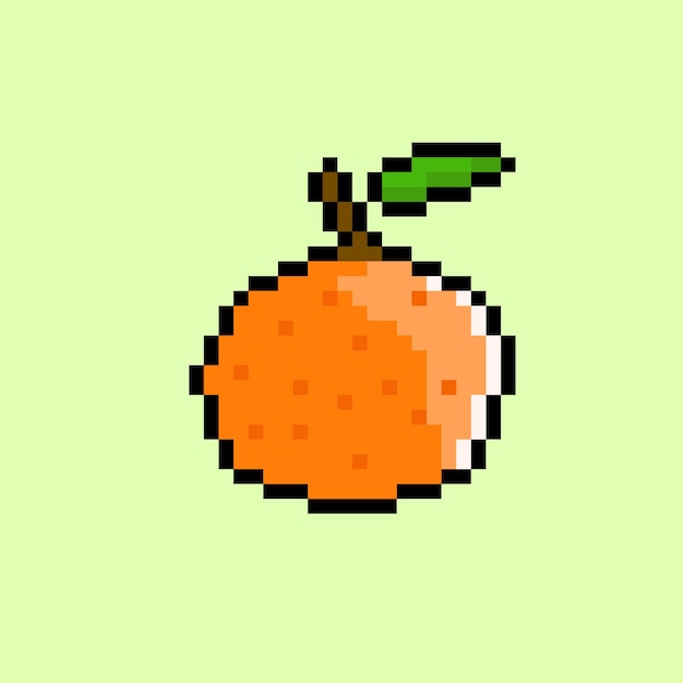 Orange fruit with pixel art style