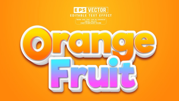 Orange Fruits 3d Editable Text Effect Vector With Background