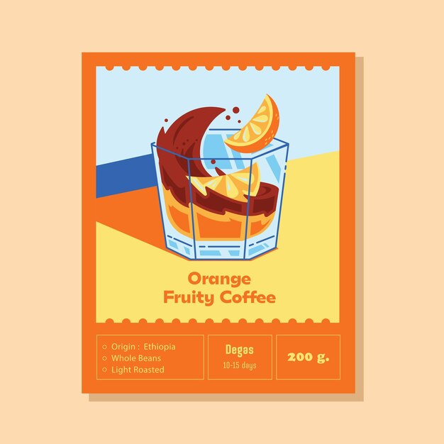 Orange fruity coffee label