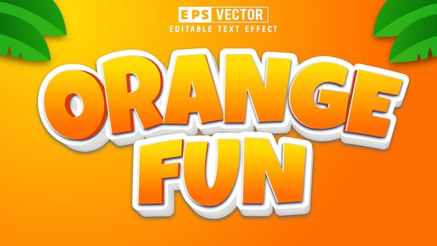 Orange fun 3d editable text effect vector with background