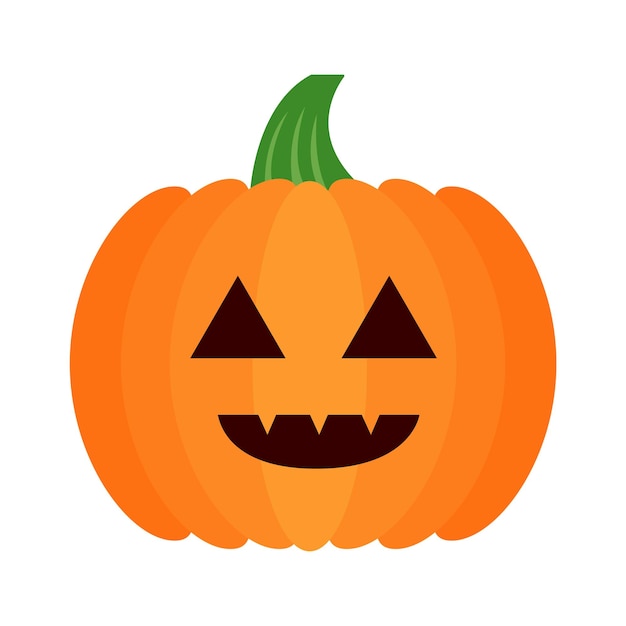 Orange funny cute cartoon autumn halloween pumpkin jack lantern vector icon in flat style clipart