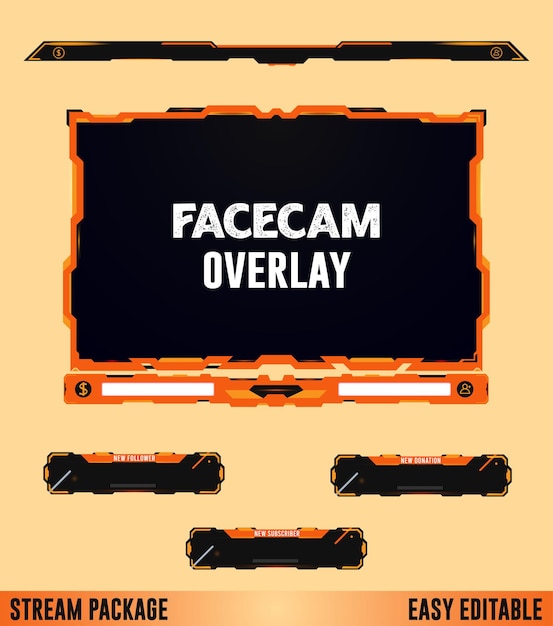 Orange Gaming Stream webcam alerts element Design