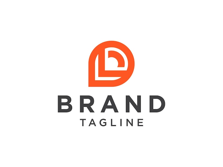 Vector orange geometric shape initial letter l line symbol isolated on white background.