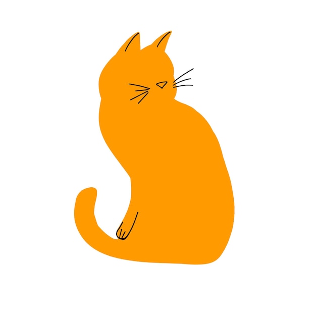 Orange ginger cat silhouette vector flat design