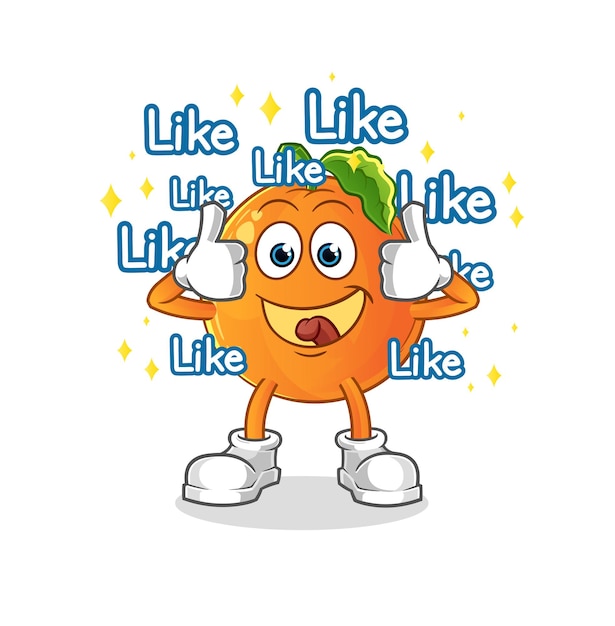 Orange give lots of likes. cartoon vector