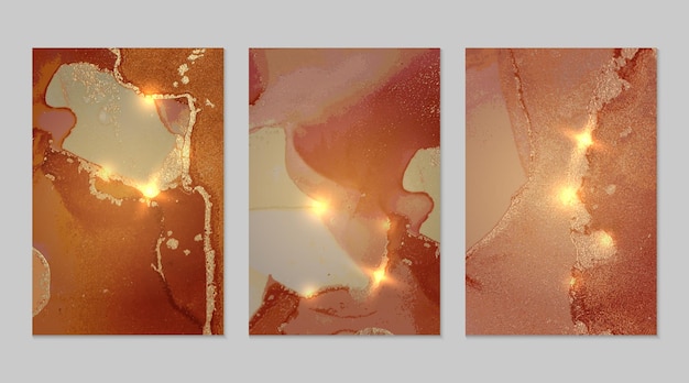 オレンジとゴールドの大理石の抽象的なテクスチャ