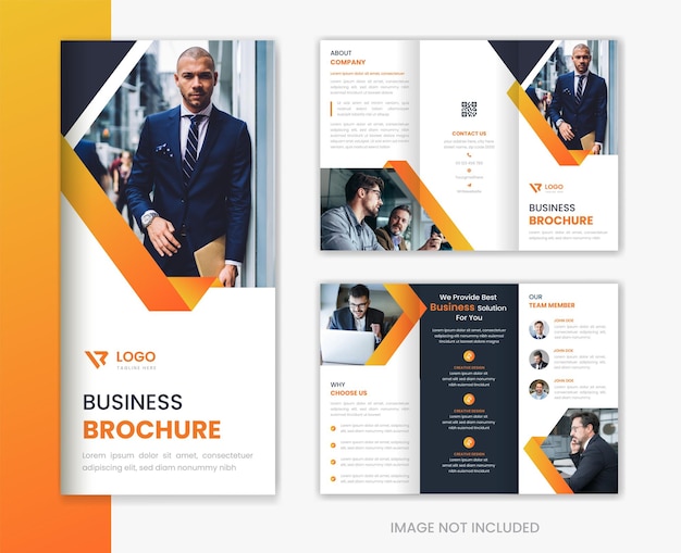 Orange gradient corporate trifold brochure design vector