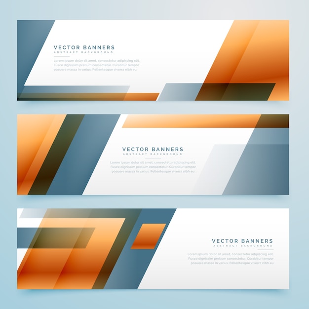 Vector orange and grey geometric banners