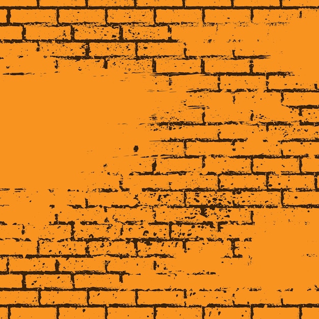 Vector orange grunge brick wall