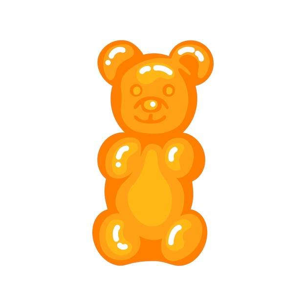 Orange gummy bear jelly sweet candy with amazing flavor flat style design vector illustration