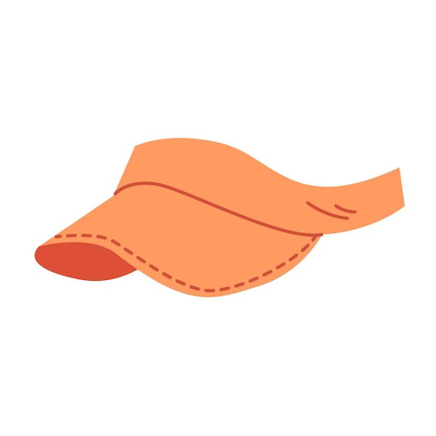 Orange hand drawn female cap visor in flat style isolated on a white background