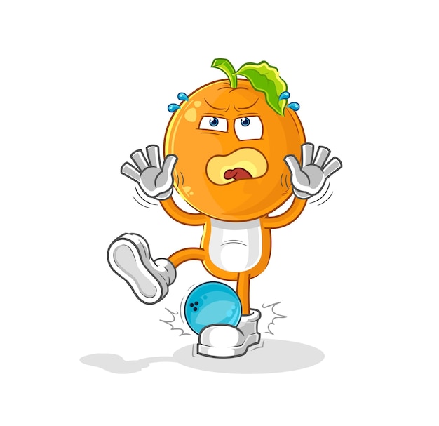 Orange head hiten by bowling cartoon cartoon mascot vector