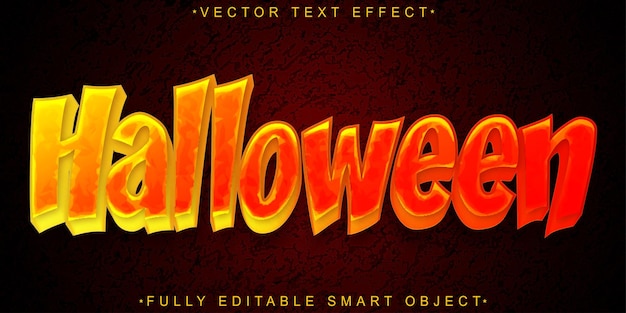 オレンジホラー 恐ろしいハロウィンベクトル 完全に編集可能なスマートオブジェクト テキスト効果