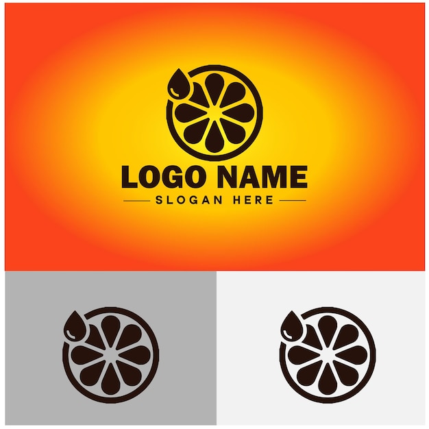 Orange icon fruits juicy orange organic fruit healthy unique farm sign symbol vector logo