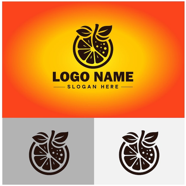 Orange icon fruits juicy orange organic fruit healthy unique farm sign symbol vector logo