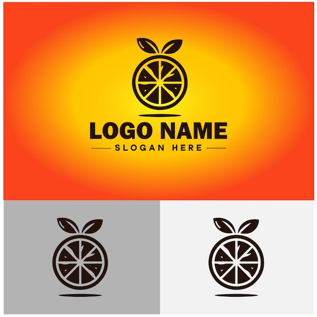 Orange icon Fruits juicy orange Organic fruit healthy unique farm sign symbol vector logo