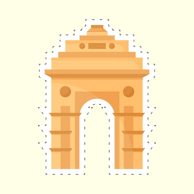 Orange india gate sticker aginst yellow background