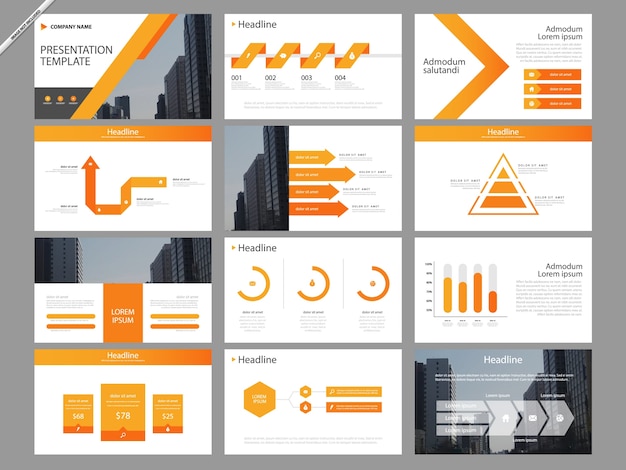Orange infographic presentation templates