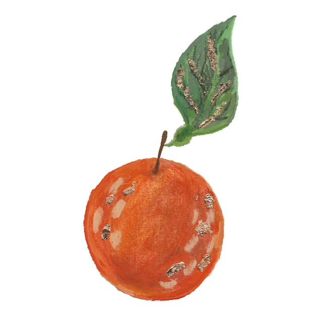 Апельсин на белом фоне акварельной иллюстрации