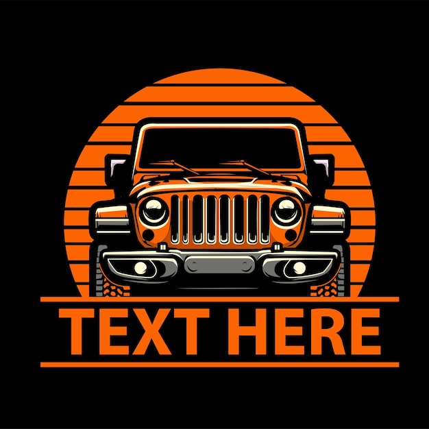 Vector orange jeep an illustration for t shirt