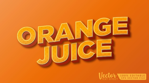 Шаблон макета с эффектом трехмерного редактируемого текста с апельсиновым соком