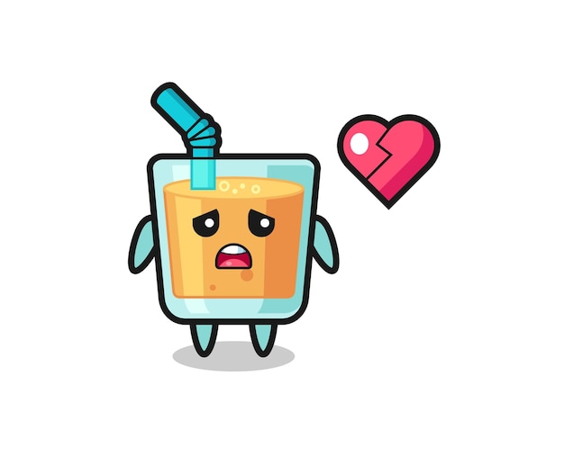 Orange juice cartoon illustration is broken heart , cute style design for t shirt, sticker, logo element