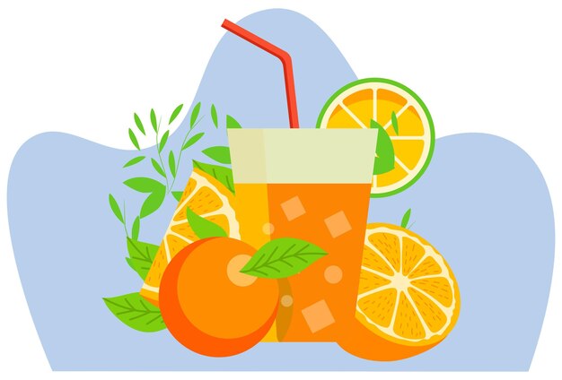 オレンジジュースのコンセプトイラスト スタイリッシュで美しい