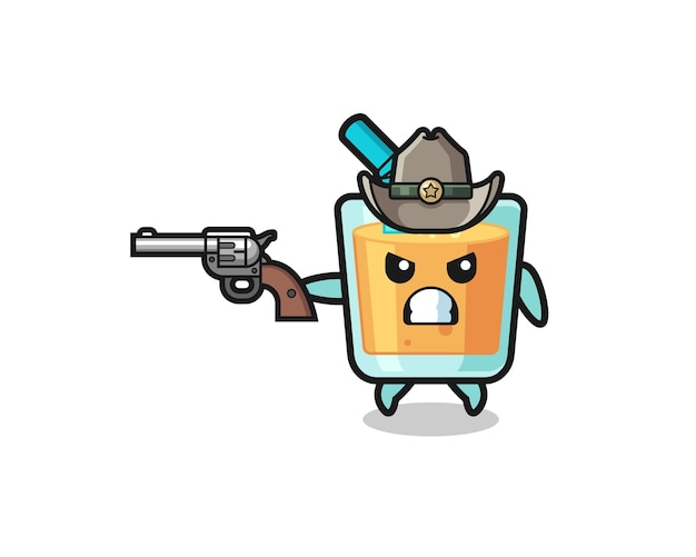 The orange juice cowboy shooting with a gun cute design