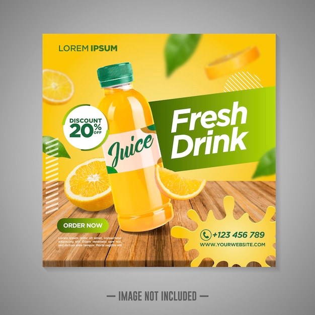 Orange juice drink social media post template