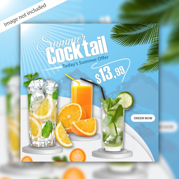 Orange juice food menu social media and instagram post template