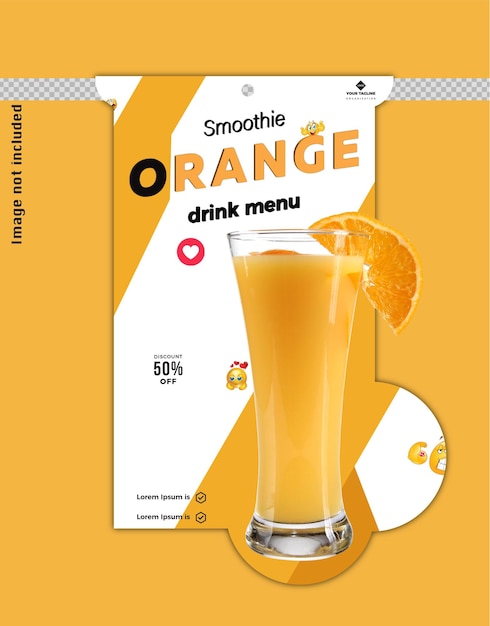 Vettore modello di social media del menu del cibo di succo d'arancia