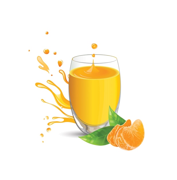 Vettore bicchiere di succo d'arancia