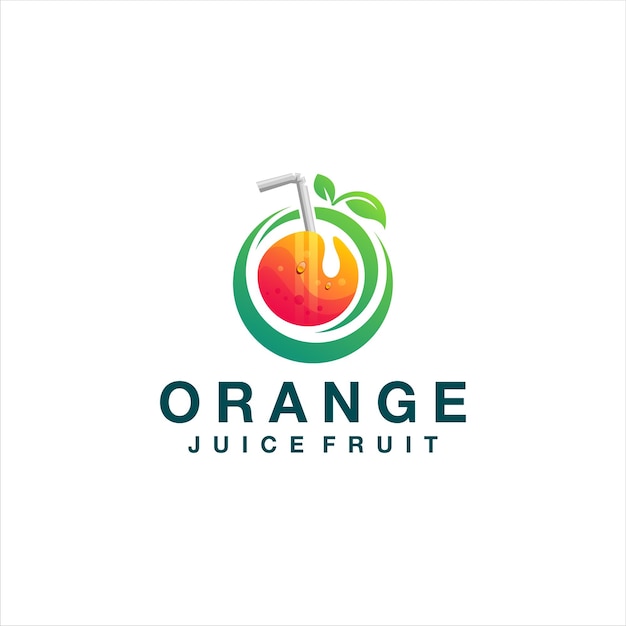 オレンジジュースのグラデーションのロゴのデザイン