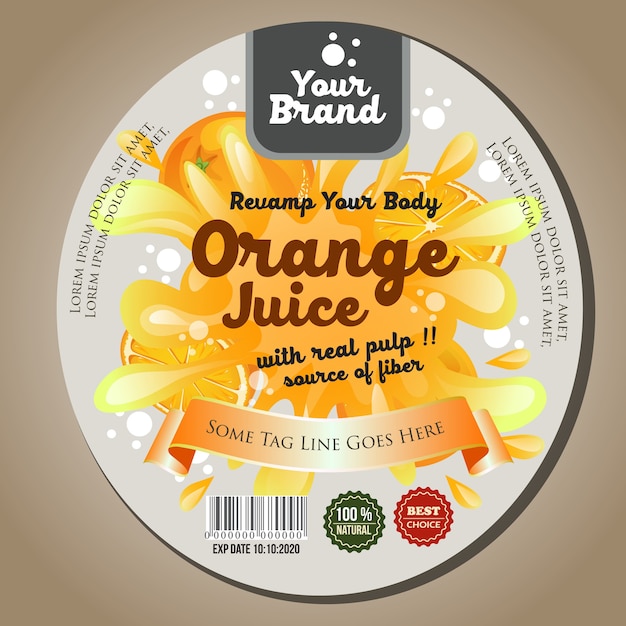 Vector orange juice label sticker