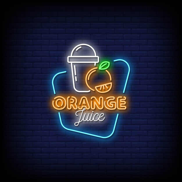 Orange juice neon signs style text