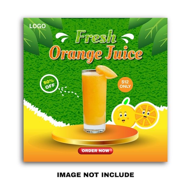 Orange juice social media marketing post template design