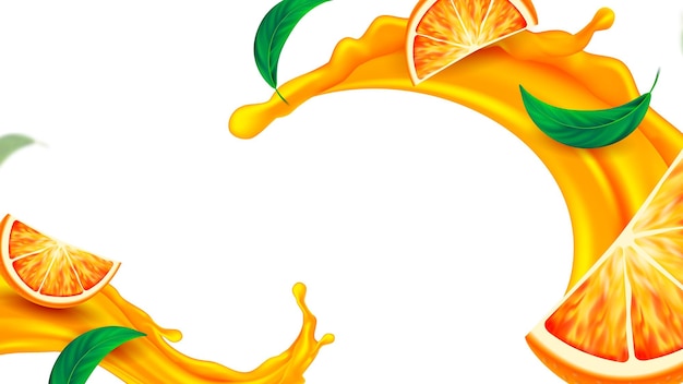 Orange Juice Splash And Mint Copy Space Vector