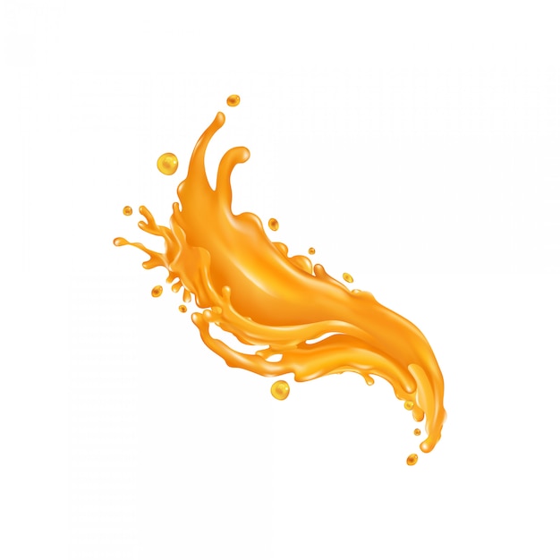 Vector orange juice splash on a white background